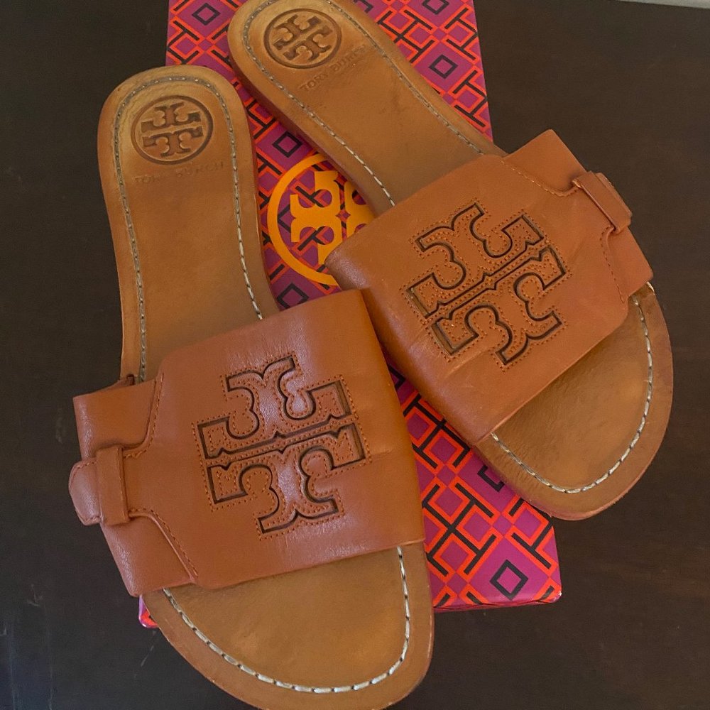 Tory Burch Cognac Melinda Slide Sandals Women's 7